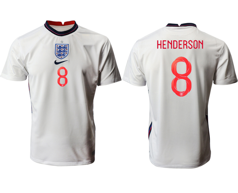 Men 2021 European Cup England home aaa version white #8 Soccer Jersey